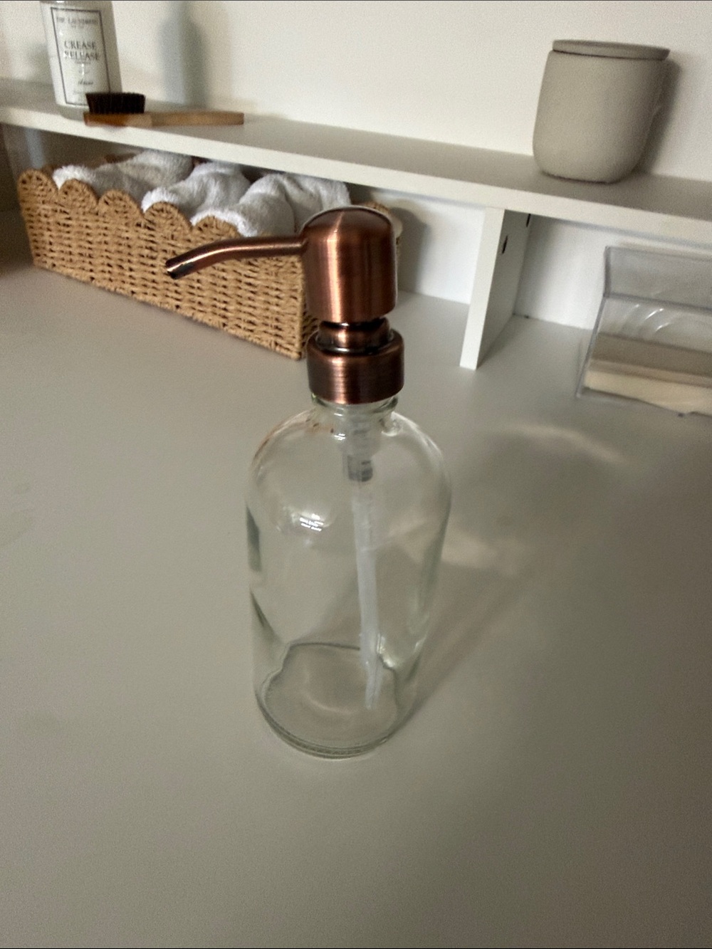 Glass Soap Dispenser with Copper Pump